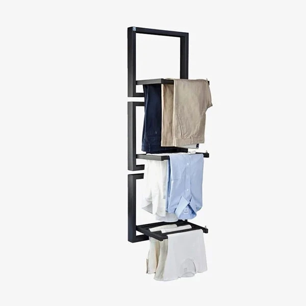 Sèche-serviette Eau Chaude Noir - 3 Tablettes étendage - Raccordement Au Centre 5 Sèche-serviette Eau Chaude Noir - 3 Tablettes étendage - Raccordement Au Centre – Image 3